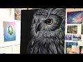 HOW TO PAINT AN OWL ON A BLACK CANVAS