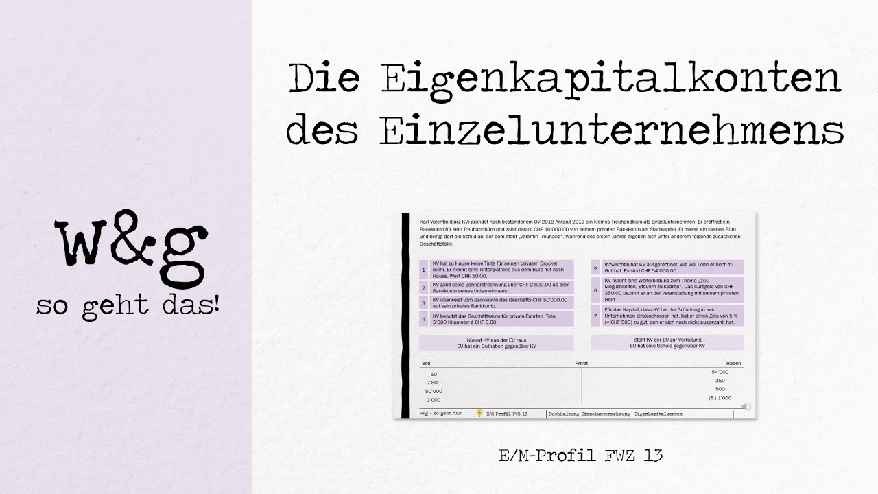 New Update FWZ 13 Buchhaltung Einzelunternehmen - #1 Konten des Einzelunternehmens