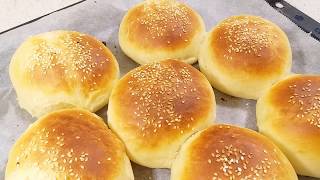 خبز البرجر الصمون لذيذ هش وطري | طريقة عمل خبز البرجر