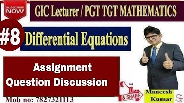 GIC Lecturer | #8 | Differential Equations | Questions Discussion | UP PGT TGT Maths
