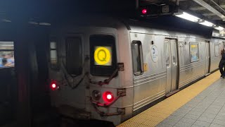 NYC Subway R46 Q train stop at Canal ST