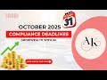 October 2025 Compliance Calendar - Sequence-wise Guide by Growwealth with AK