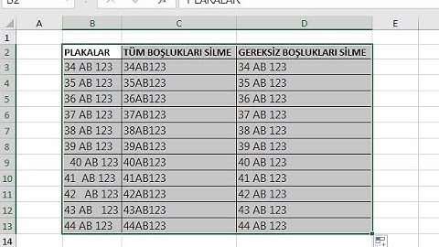 Excel Kelime Aralarındaki Boşlukları Silme