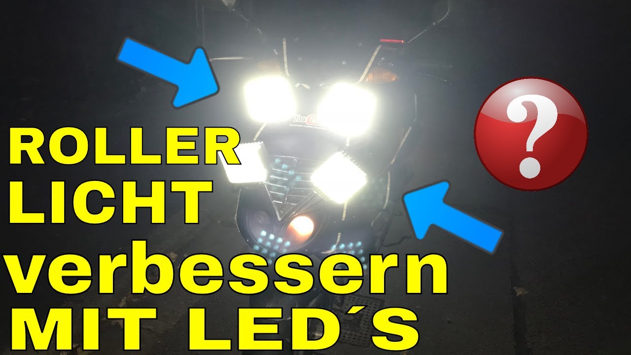 FAQ] Roller Licht mit LED Zusatzleuchten bzw Arbeitsscheinwerfern  verbessern / Moped Quad Motorrad 