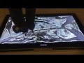 Girl Jumping On Flat TV With High Heels 
