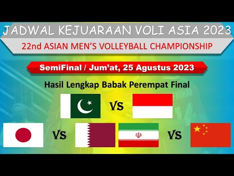 Jadwal Kejuaraan Voli Asia 2023 │ Babak SemiFinal│Jepang vs Qatar│Pakistan vs Indonesia Posisi 7-10│