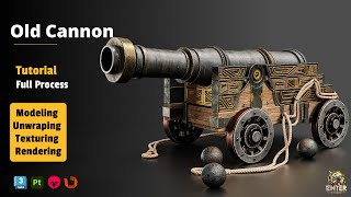 Modeling and texturing and Rendering Old cannon in 3dsmax , Substance painter,marmoset toolbag5