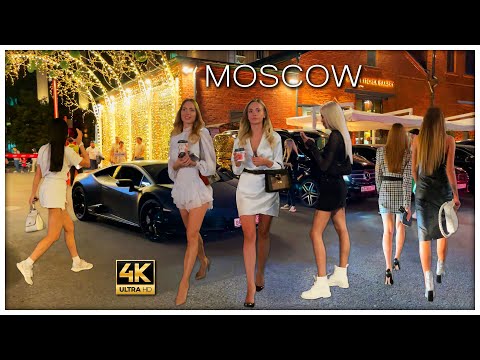 Nightlife of Beautiful Russian Girls. Continuation of Walking Tour of Moscow Food Mall Depo 4K