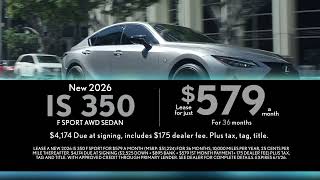 New 2026 Lexus IS 350 F SPORT AWD Sedan May Lease Offer