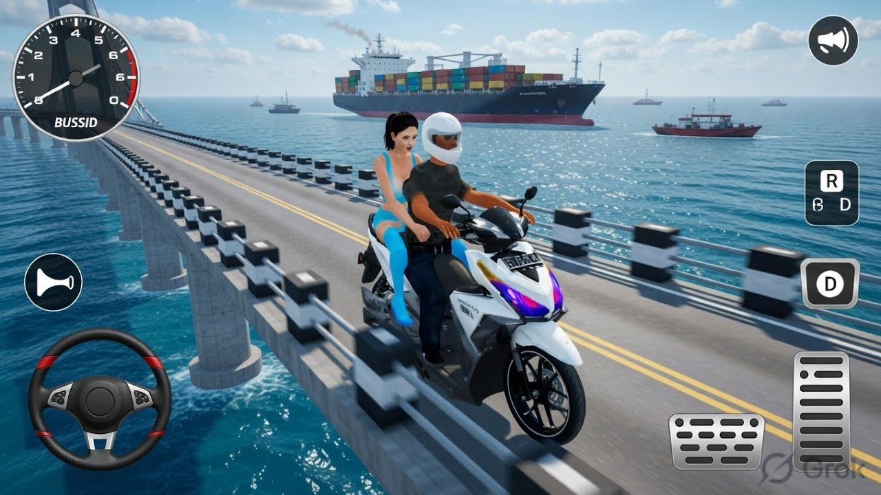 Honda Scooter Temple Speed Breaker 😱 Bridge Road Drive | Bus Simulator Indonesia Gameplay 