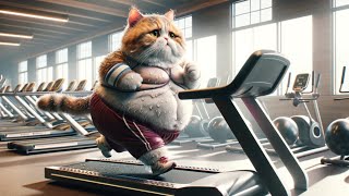 【A fat cat who ate too much goes on a diet at the gym】 #catvideos #catstory #gym #cat #fatcat #diet