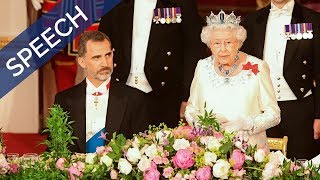 The Queen gives a speech at the State Banquet | Spain State Visit