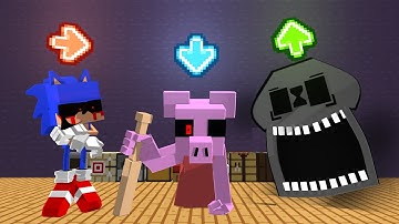 FNF Character Test | Gameplay VS Minecraft Animation | VS Sonic.exe, Piggy, Doors