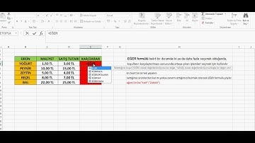 EXCEL EĞER FORMULÜ