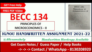 BECC 134 Solved Assignment 2021-22 | BECC 134 Handwritten pdf | PRINCIPL OF MICROECONO - II 2021-22