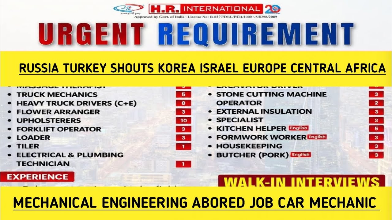 Russia Turkey Shouts Korea Israel Europe Central Africa Mechanical EngineeringAboredJobCarMechanic 