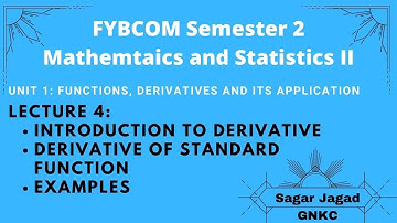 Introduction to Derivative| Derivative of standard function |Examples| FYBCOM Sem 2 | Math and Stat2