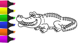 Wild animal crocodile, Drawing, Painting and Coloring For Toddlers, eps 40