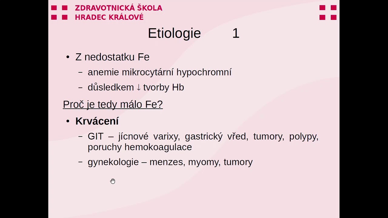 Anemie obecně. Sideropenická anemie