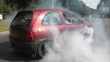 Corsa B does a burnout leaving max power part 2