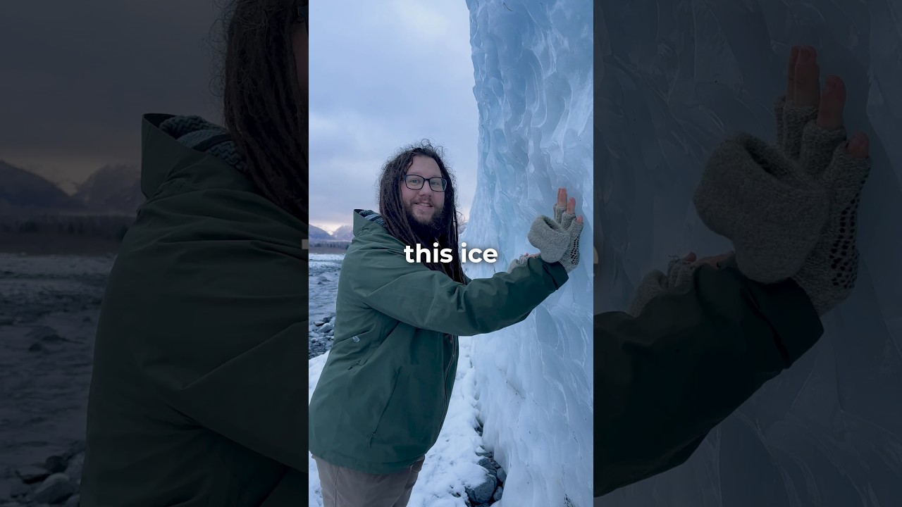 Exploring inside a glacier cave 
