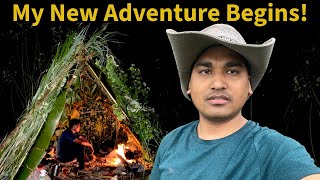 My First Primitive Shelter Build and Solo Camping Experience