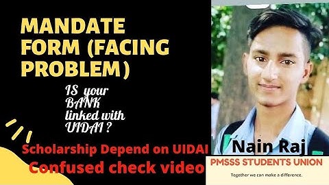 How to fill #MANDATE FORM | What is MANDATE Form | What is UIDAI | #pmsssstudentunion #pmsss #aicte