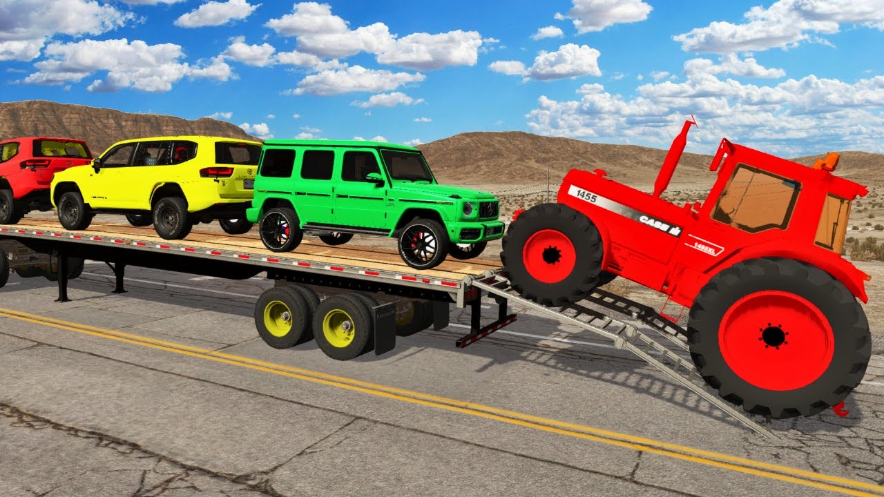 Flatbed Truck Mcqueen | Transportation with Truck - Pothole vs Car #27 - BeamNG.Drive