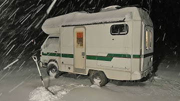 Blizzard Camping in my Japanese Van