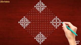 25x1 dots kolam//big rangoli//festival muggulu 25x1 dots kolam//big rangoli//festival muggulu