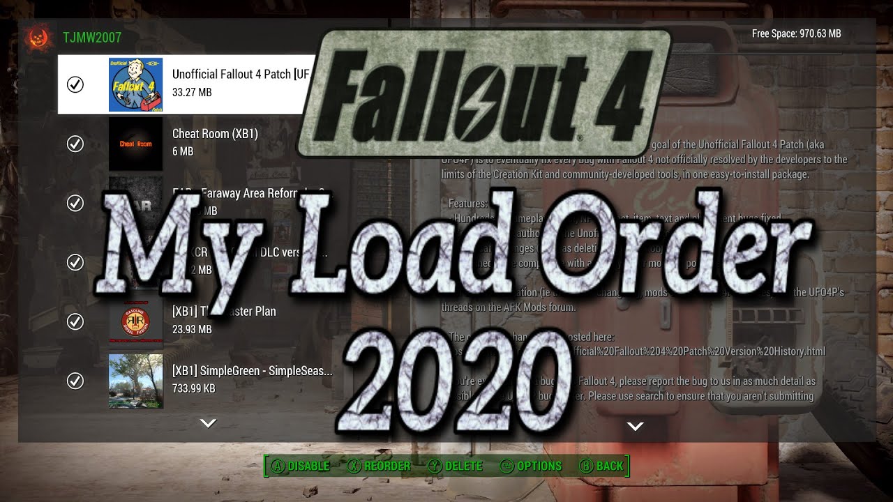 Fallout 4 - My Load Order 2020 (XB1) - YouTube