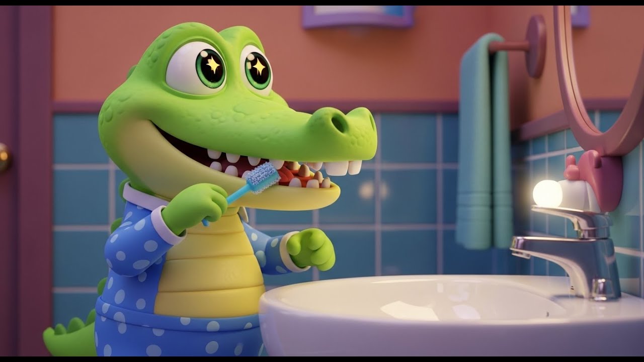 Brush Brush Brush! 🐊 Brushing Teeth Song for Kids | Nursery Rhymes ...