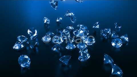 Blue Diamonds Falling On The Floor | Motion Graphics - Envato elements