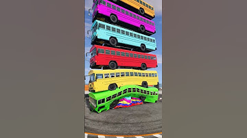 Mixed Rainbow Color Cars & Buses Fall Crash - BeamNG.drive #youtubeshorts