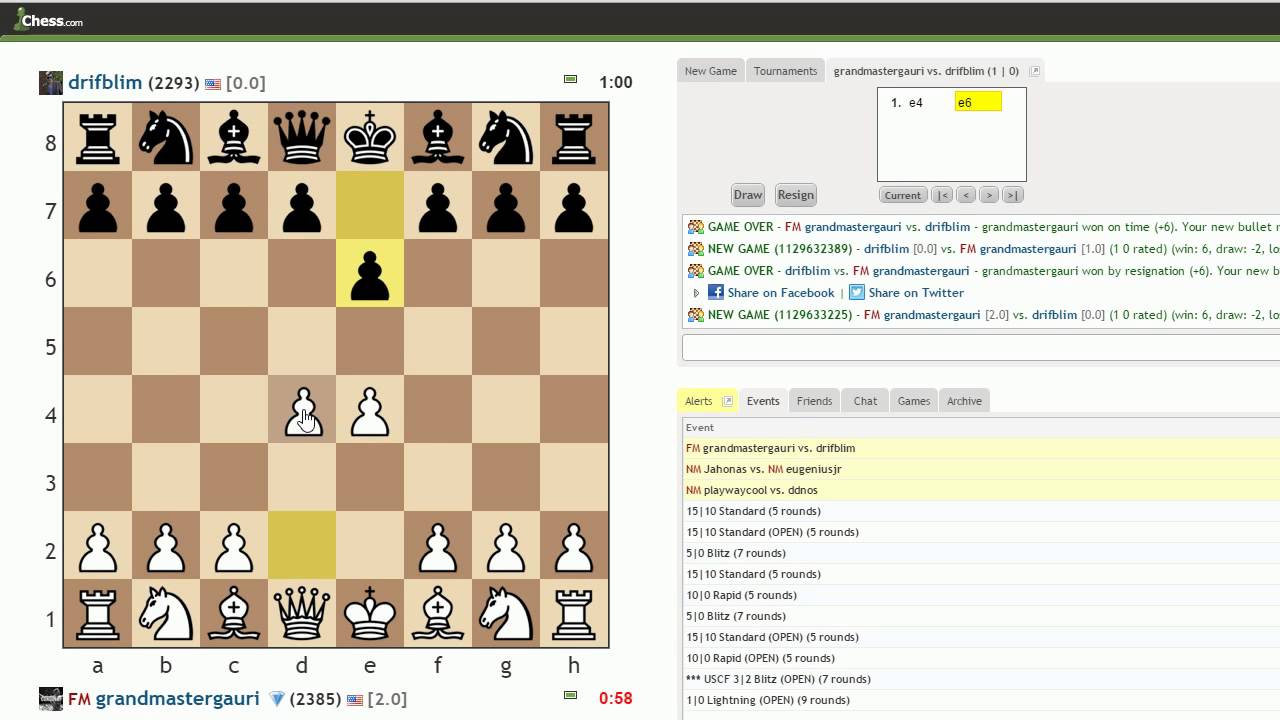 Live Bullet Chess: grandmastergauri vs drifblim