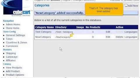 How to add categories to your store in CubeCart - CubeCart (cube cart) Video Tutorials