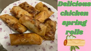 Delicious grilled chicken(left over)spring rolls |sara nargis cooking