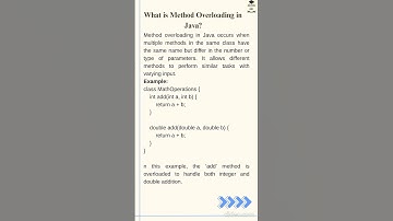 what is method overloading in Java? #java #shorts