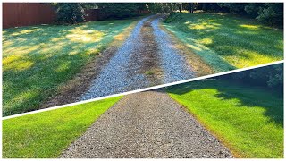 grass is taking over this driveway!  gravel driveway repair - kubota grand l4760