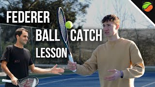 Learn To Catch a Ball on Your Racket Like Federer (Tennis Trick Shot) #tennis