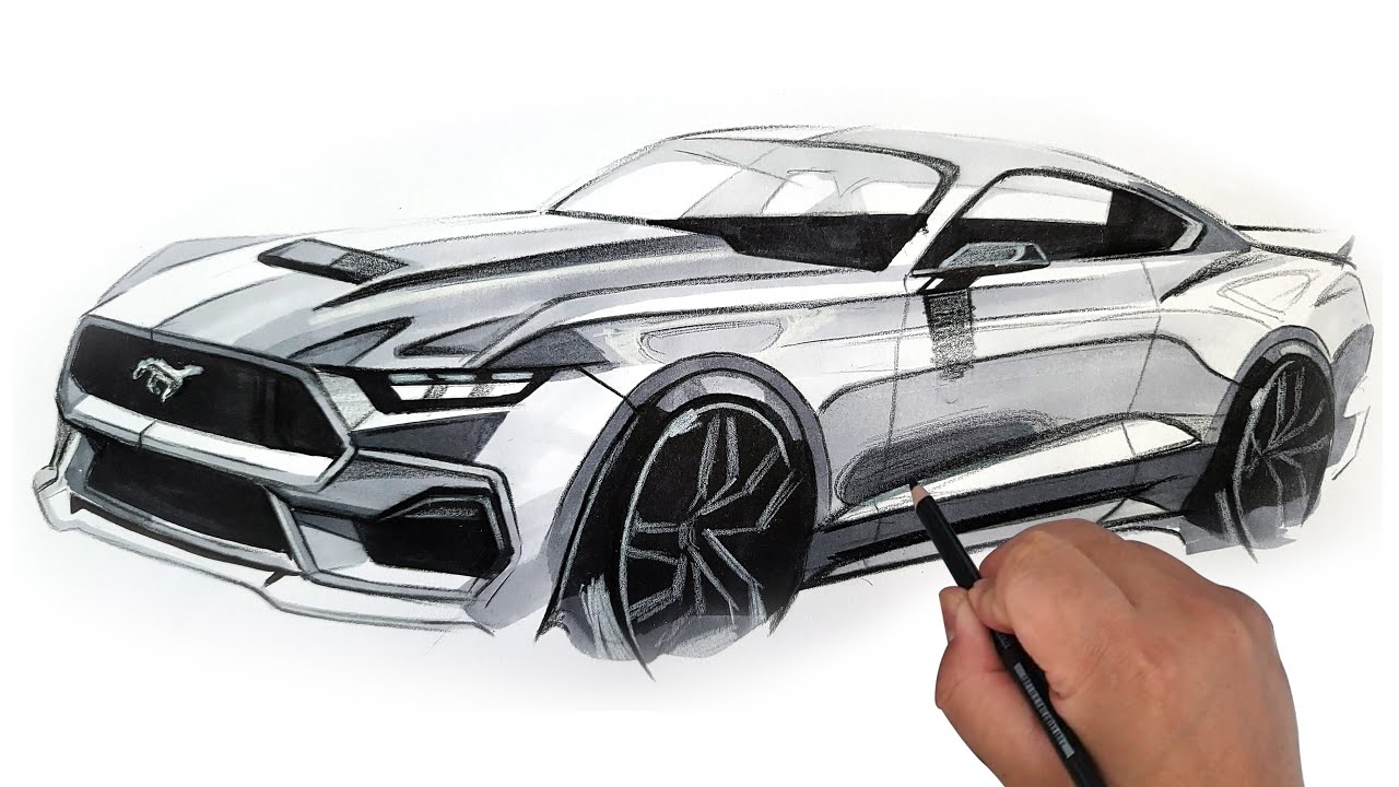 Ford Mustang Drawing by Kadhum Ali | Saatchi Art