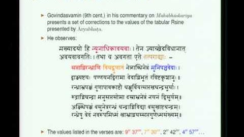 Mod-01 Lec-32 Jyanayanam: Computation of Rsines