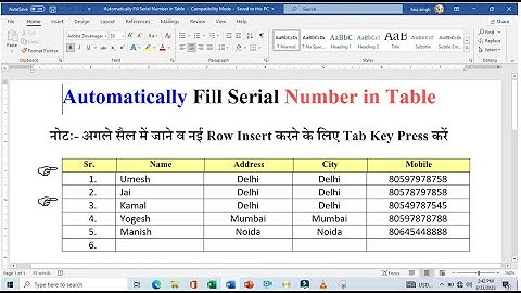 Automatically Fill serial number in ms word | Autofill serial number in ms word