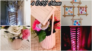 4 Easy Popsicle Craft Ideas | Popsicle DIY Popsicle Well | Wall Decor | Lamp | Noorpreet Creativity