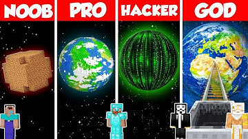 Planet Build Battle Challenge - Noob vs Pro vs Hacker vs God - Minecraft Animation