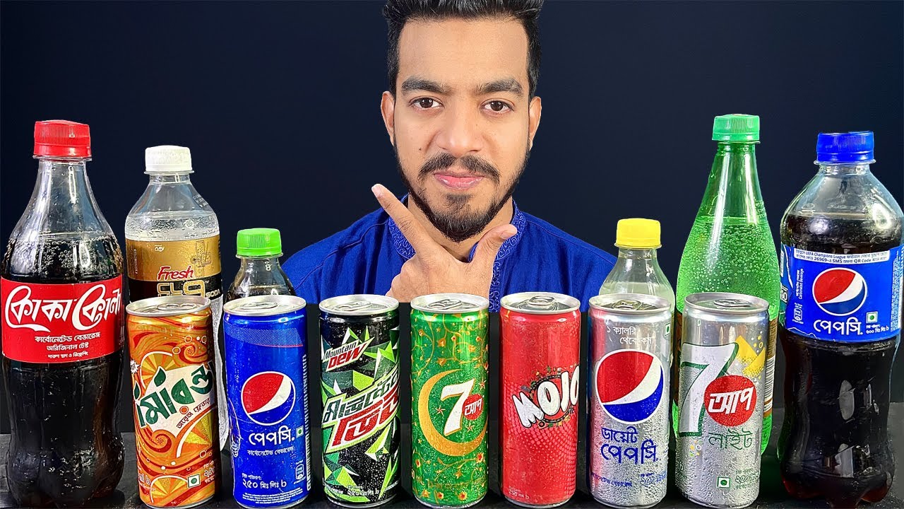 ASMR DRINKING SOFT DRINKS(COCA COLA,PEPSI,MOUNTAIN DEW,7UP) MUKBANG