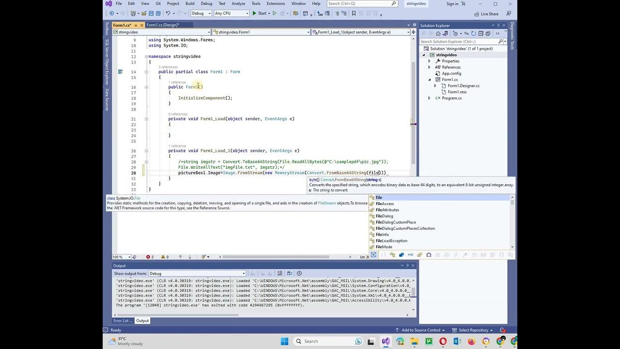Convert base64string to image in c youtube