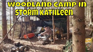 STORM KATHLEEN UK WOODLAND WILD CAMP COOKING IRISH STEW IN A DUTCH OVEN