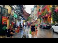 【🇻🇳 4K】Ha Noi Vietnam 2023 - Walking Under Heavy Rain in Ha Noi Old Quarter #1