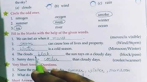 Class 3  chapter 11 air water and weather (book exercise)